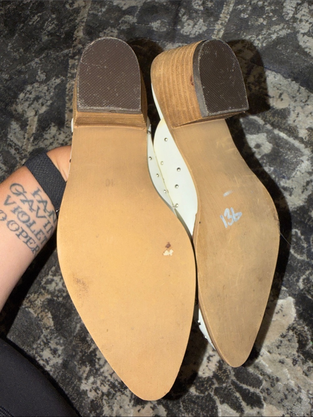 Arider Girl studded White Leather Slip-On Mules - Women size 10 - Picture 6 of 7